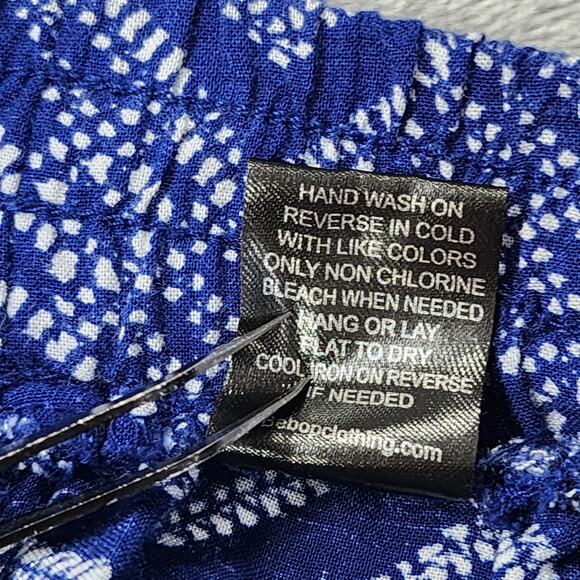 Be Bop Pants Womens L Blue White Chevron Printed Pull On Tapered Leg Pockets - Picture 5 of 10